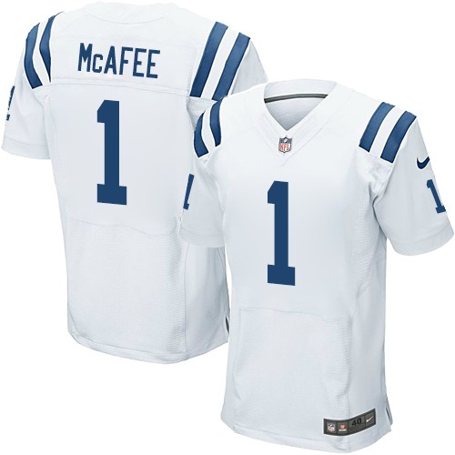 Men's Elite Pat McAfee Nike Jersey White Road - #1 NFL Indianapolis Colts